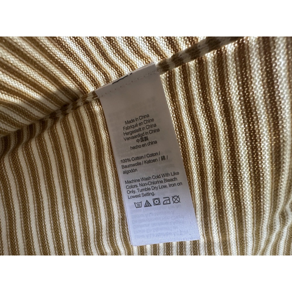 NEW J. Crew Knit Cotton Split-Hem Sweater Stripe Golden Brown & Cream Men's XL - Picture 7 of 8